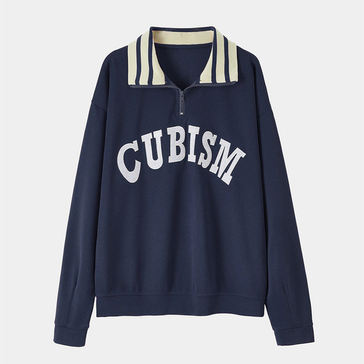 Damen Sportlicher Pullover mit kontrastierendem Kragen Drune