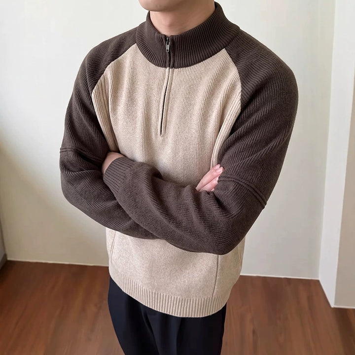 Herren Halbzip-Pullover mit Strickmuster Drune