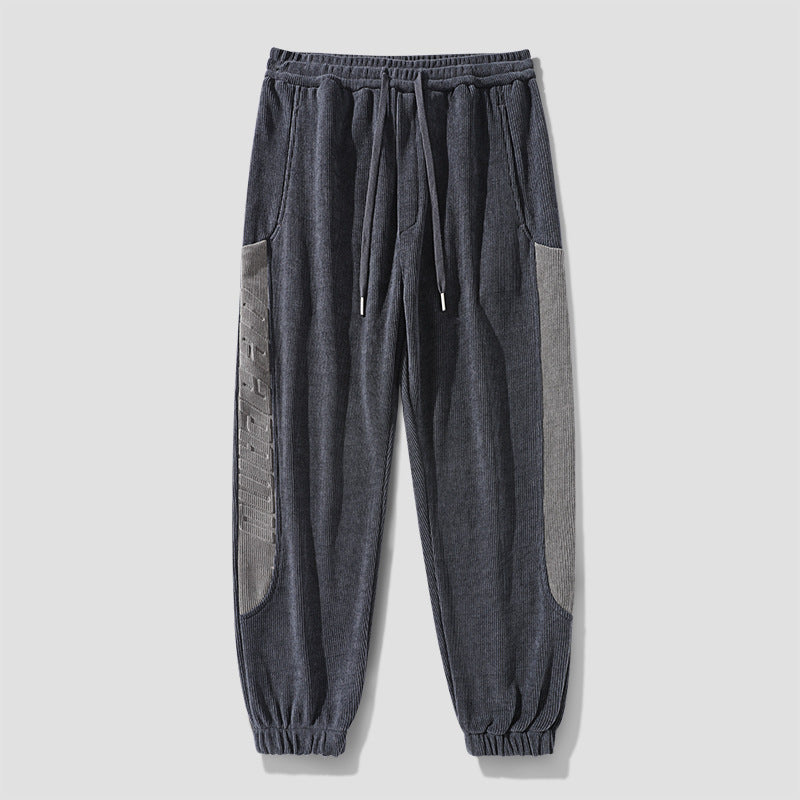 Herren Cordhose im Joggingstil mit seitlichen Panel‑Einsätzen und Kordelzug Drune