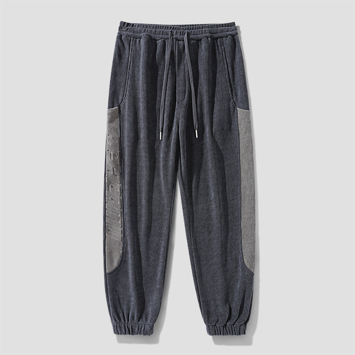 Herren Cordhose im Joggingstil mit seitlichen Panel‑Einsätzen und Kordelzug Drune