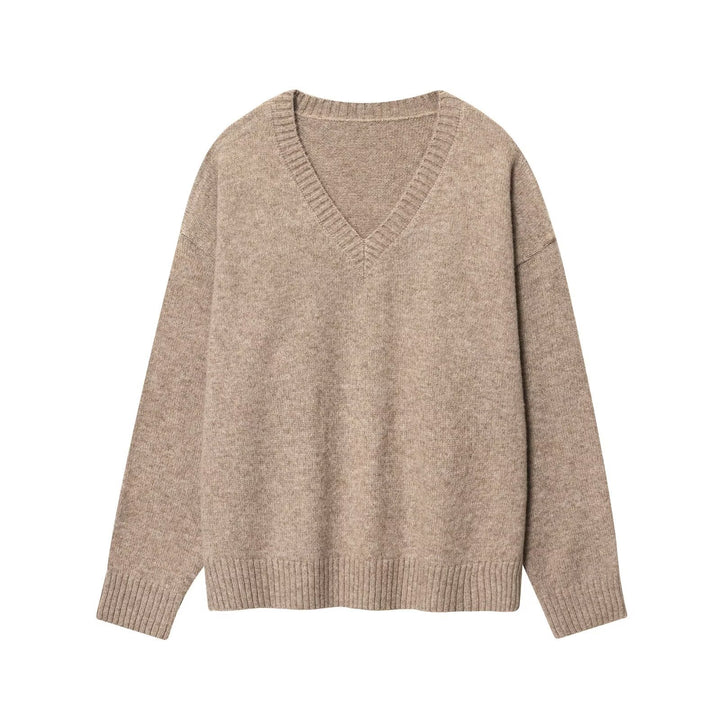 Damen komfortabler V-Ausschnitt Pullover Drune