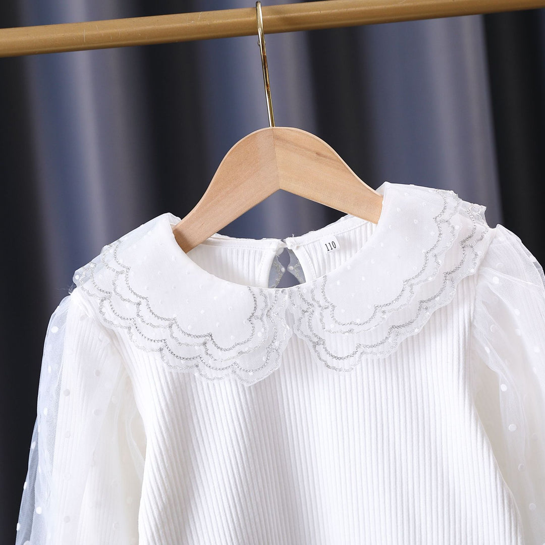 Damen gemütliches Sweatshirt mit transparenten Puffärmeln Drune