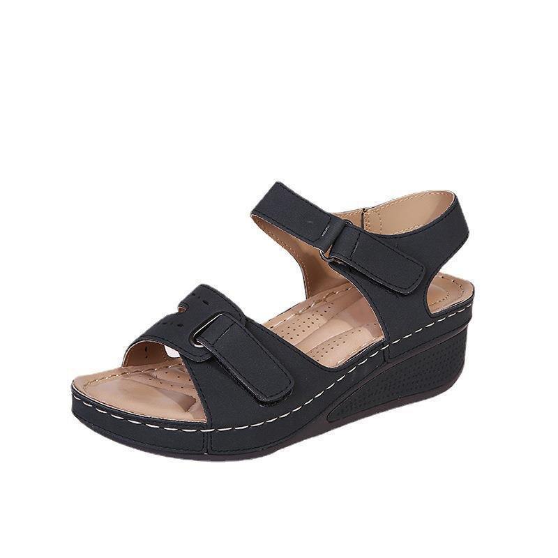 Damen Bequeme Riemchensandalen mit anatomischem Fußbett und verstellbaren Schnallen Drune