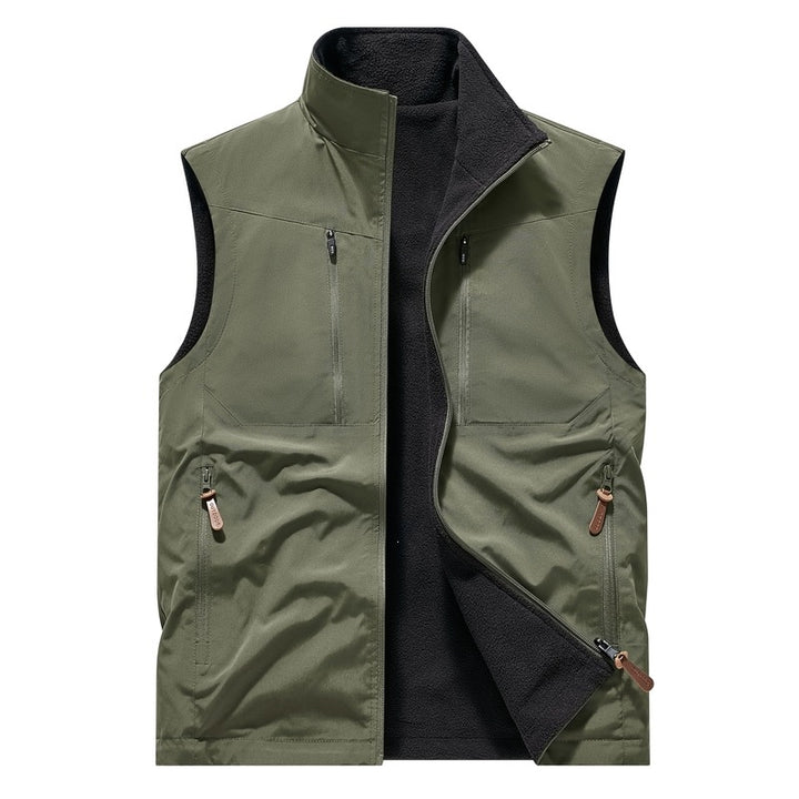 Herren Winddichte Softshell‑Weste mit Fleece‑Futter & Multifunktionstaschen Drune
