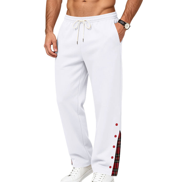 Herren Lockere Jogginghose mit Karo‑Einsatz und Druckknopf‑Details Drune