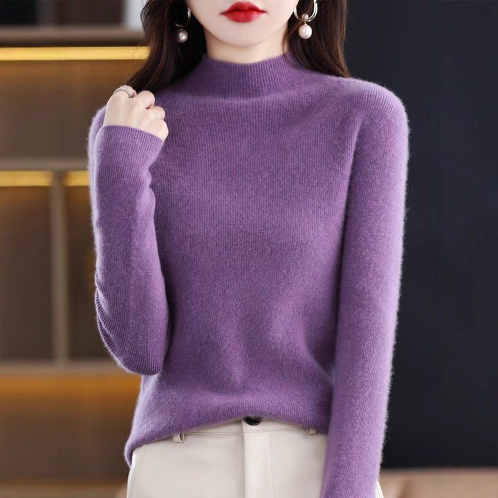 Damen Schmal geschnittener Mockneck-Pullover aus kaschmirähnlichem Feinstrick Drune