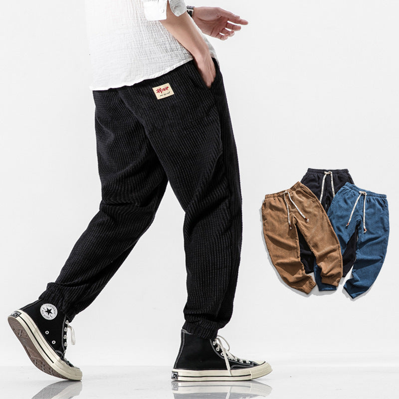 Herren Cordhose im Jogger‑Stil aus Cordvelours mit elastischem Bund und gerippten Beinabschlüssen Drune
