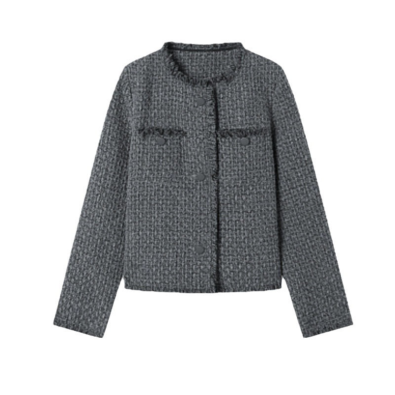 Damen modischer Bouclé-Blazer mit elegantem Schnitt und Taschen Drune