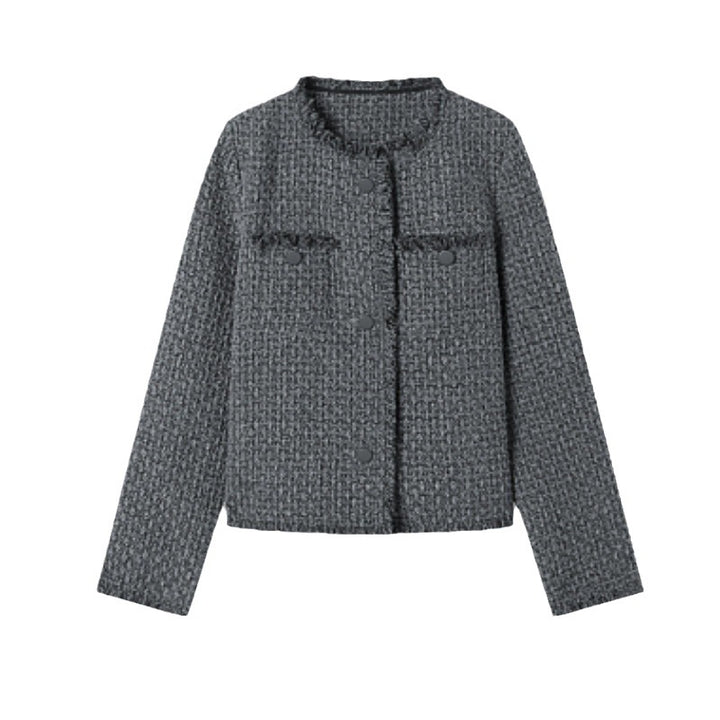 Damen modischer Bouclé-Blazer mit elegantem Schnitt und Taschen Drune