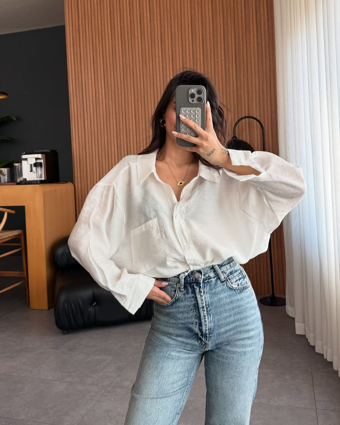 Damen Oversized Blusenhemd aus weichem Leinenstoff Drune