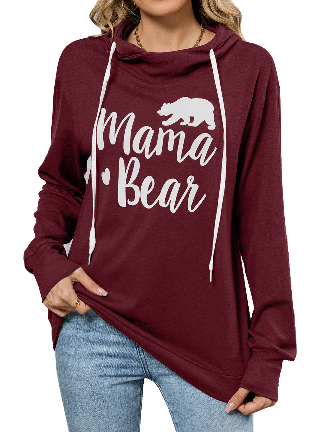 Damen lässiger Kapuzenpullover mit beschriftetem Design Drune