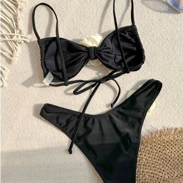 Damen Bikini mit floralem Rüschendetail Drune
