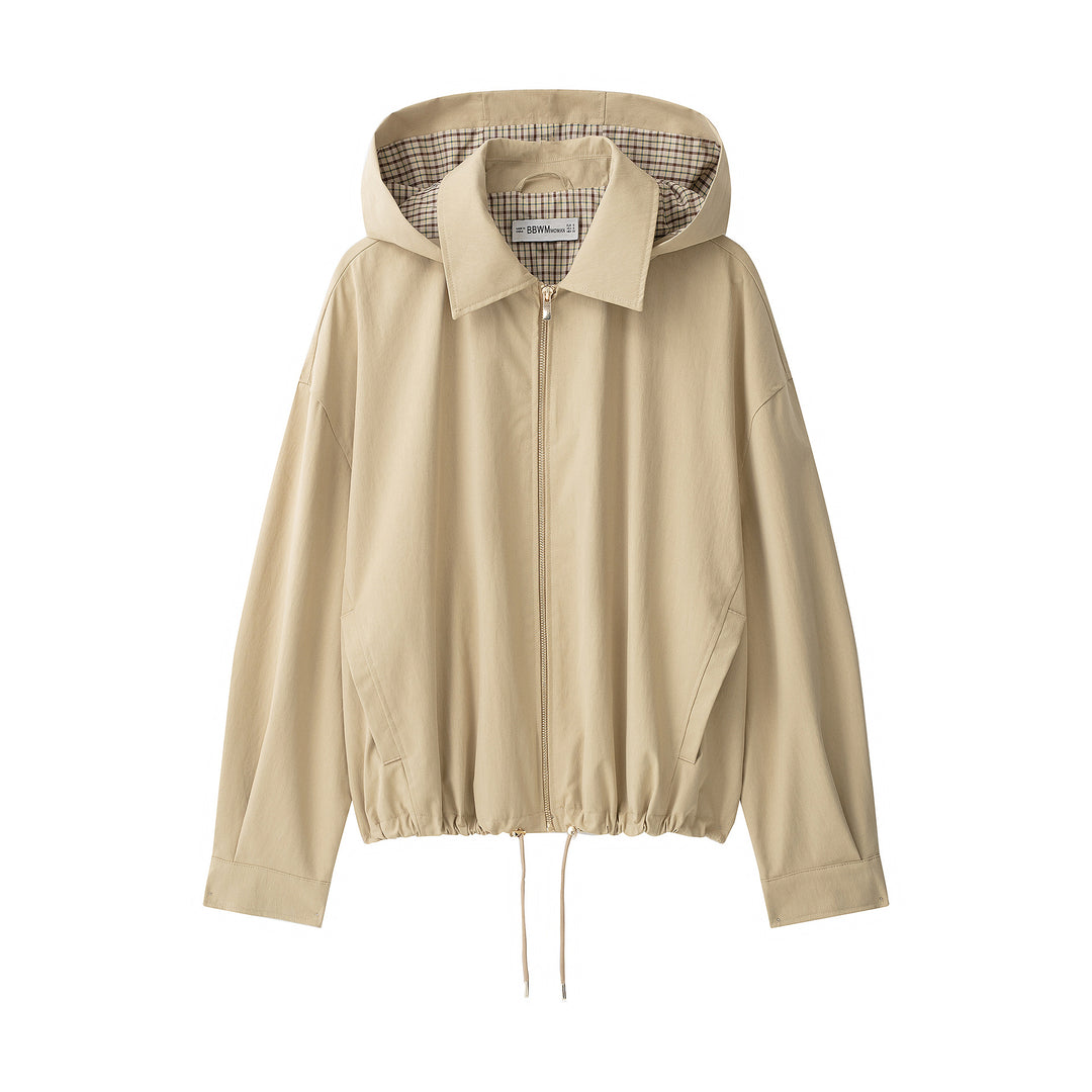 Damen Leichte wattierte Windjacke mit Stehkragen und Polka‑Dot‑Print Drune