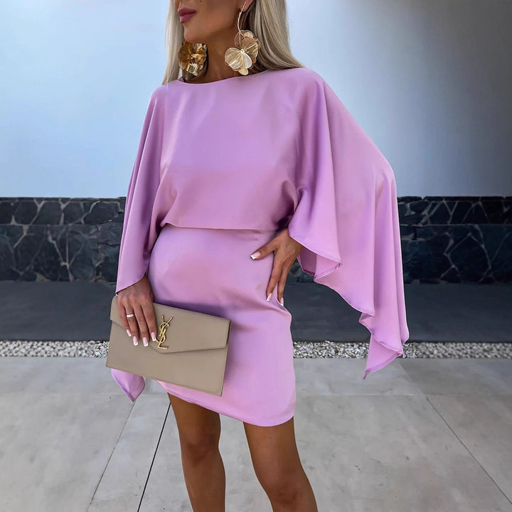 Damen elegantes Minikleid mit fließendem Schnitt und Statement-Ärmeln Drune