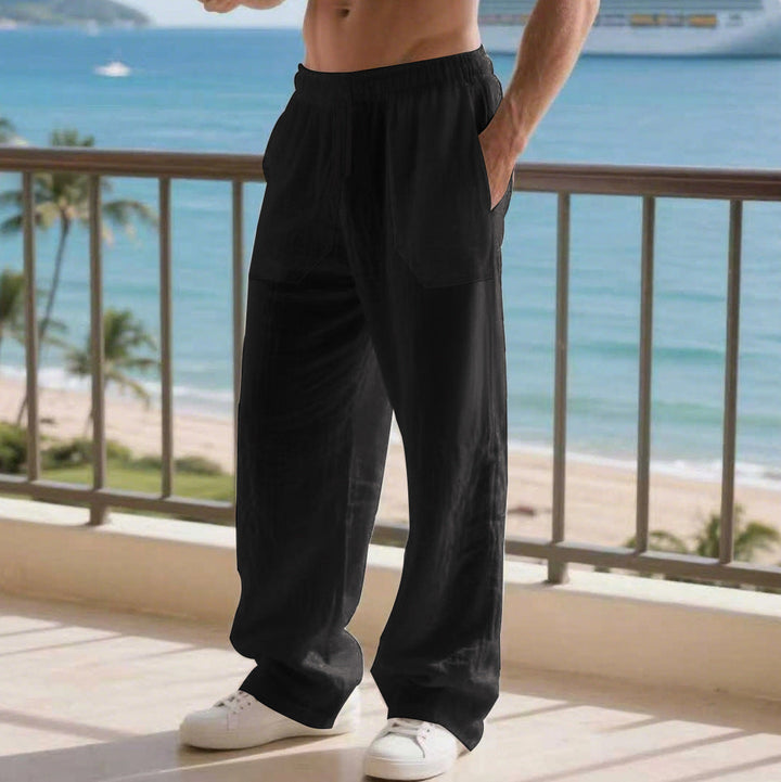 Herren Bequeme Strandhose mit seitlichen Taschen und elastischem Bund Drune