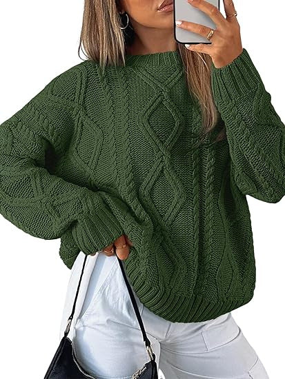 Damen Oversize-Zopfmuster-Pullover aus grobem Strick Drune