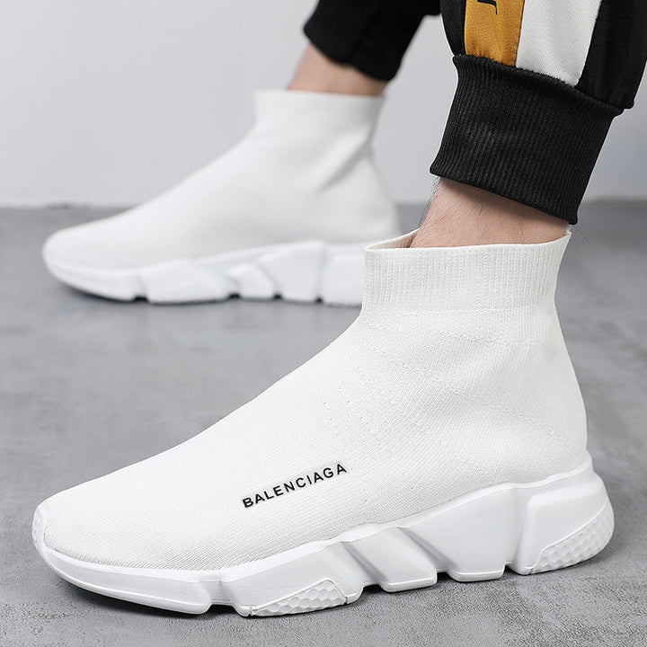 Damen Komfortable Slip-On Sneakers mit hohem Strickdesign Drune
