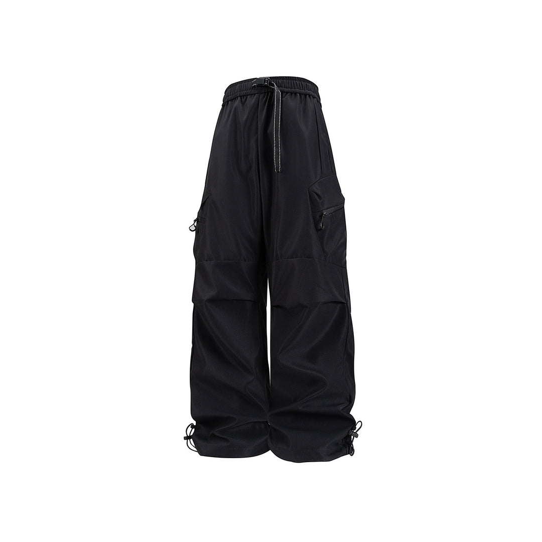 Damen Weite Utility-Cargo-Hose mit Tunnelzugbund, Reißverschluss-Taschen und verstellbaren Beinabschlüssen Drune