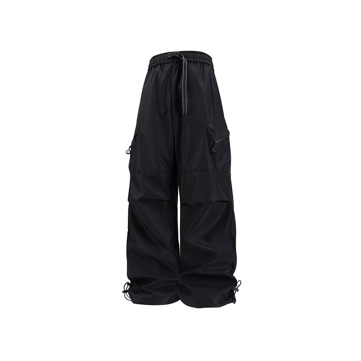 Damen Weite Utility-Cargo-Hose mit Tunnelzugbund, Reißverschluss-Taschen und verstellbaren Beinabschlüssen Drune