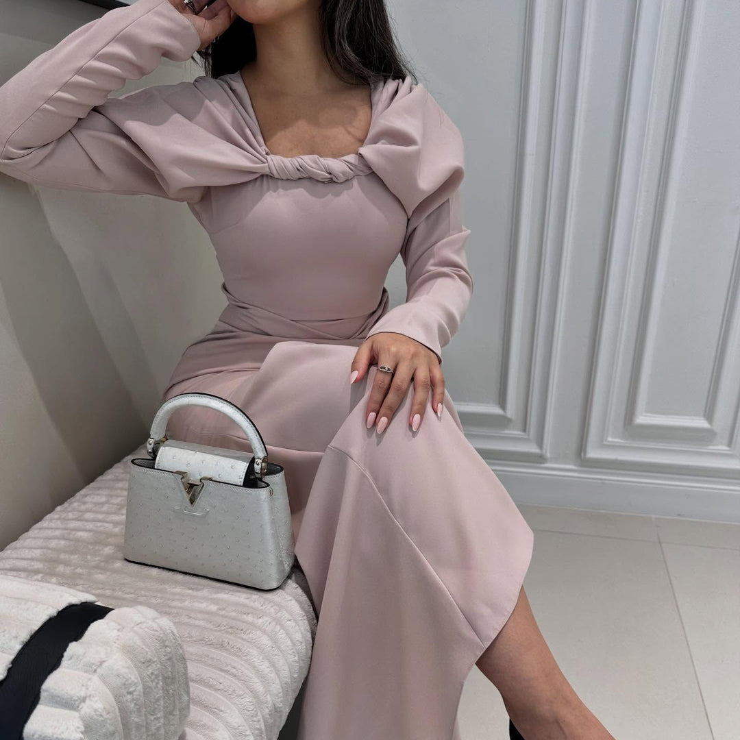 Damen Maxikleid mit elegantem Wickelausschnitt und figurbetonter Silhouette Drune