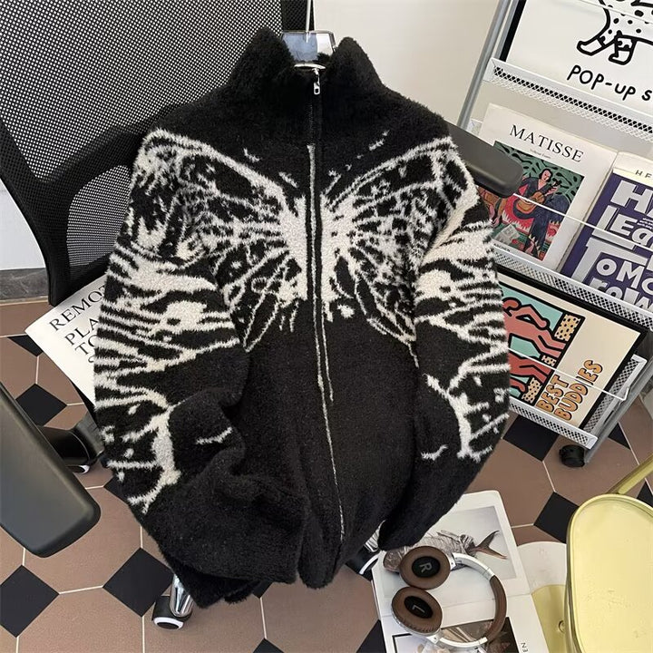 Damen Oversized Strickjacke mit einzigartigem Schmetterlingsmuster Drune