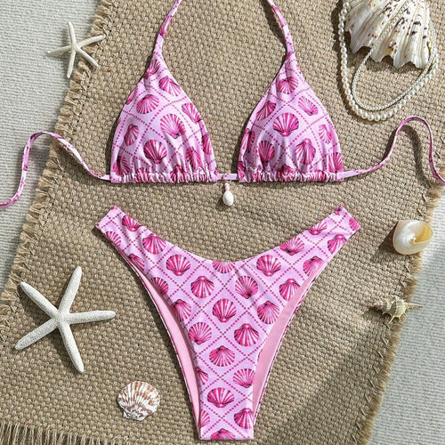 Damen Triangel-Bikini mit Muschelmotiv Drune