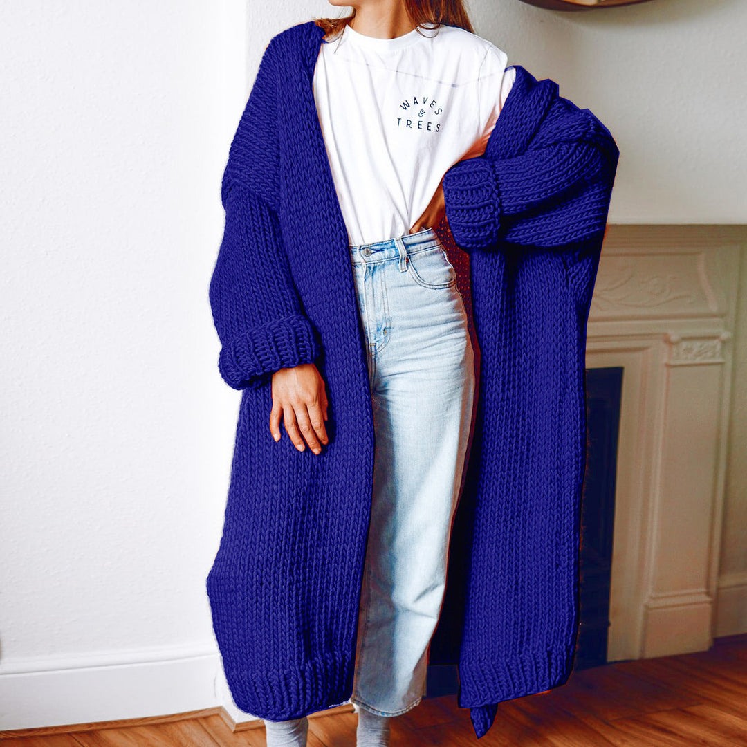 Damen Langärmeliger Grobstrick Cardigan Drune