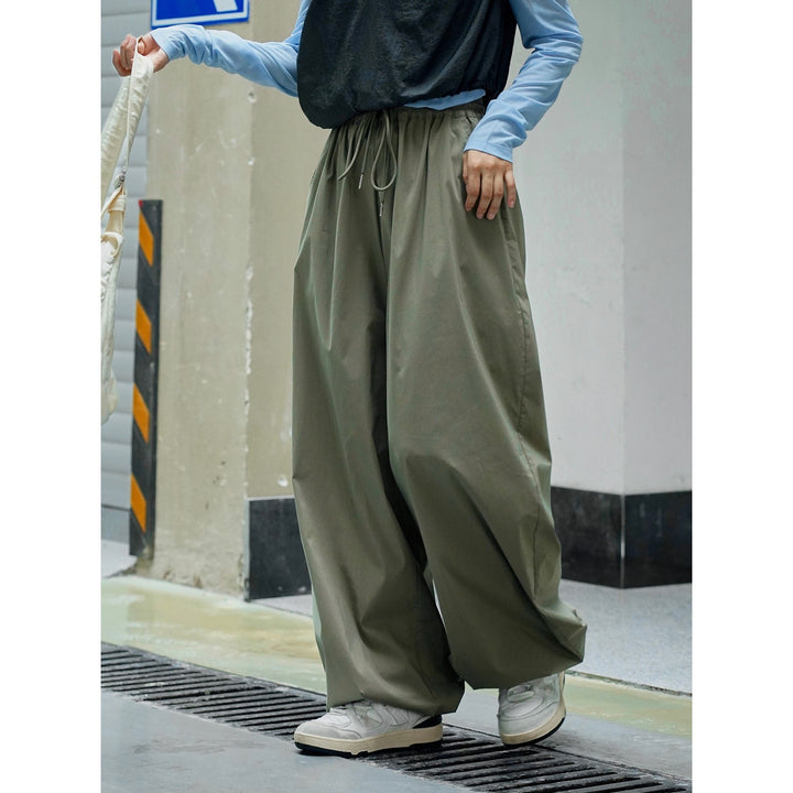 Damen Weite Baumwollmix-Baggyhose mit elastischem Tunnelzugbund Drune