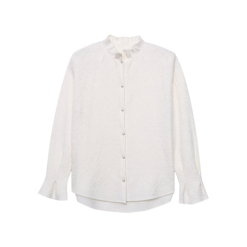 Damen elegante und strukturierte Bluse mit feinen Stickereien Drune
