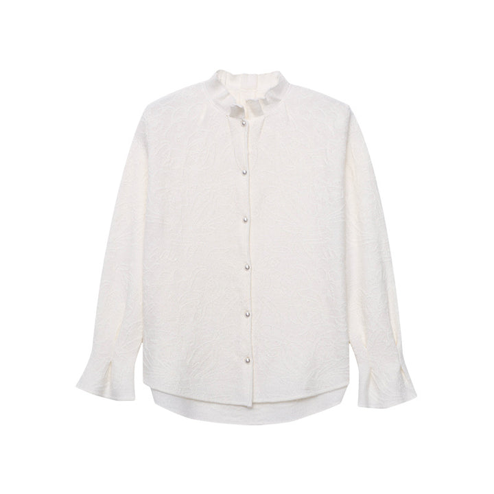Damen elegante und strukturierte Bluse mit feinen Stickereien Drune