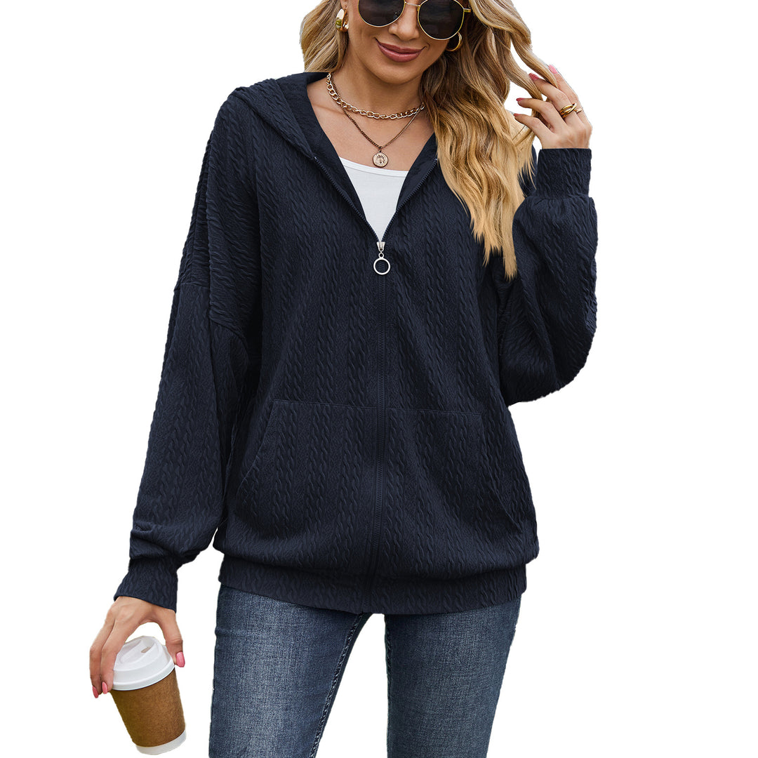 Damen Oversized Kapuzenpullover mit Strukturmuster und praktischen Taschen Drune