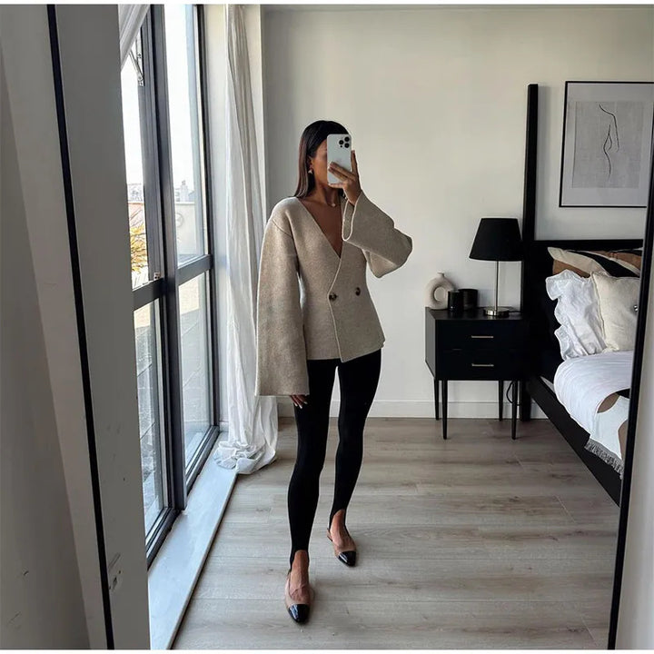 Damen Eleganter Wickelcardigan Drune