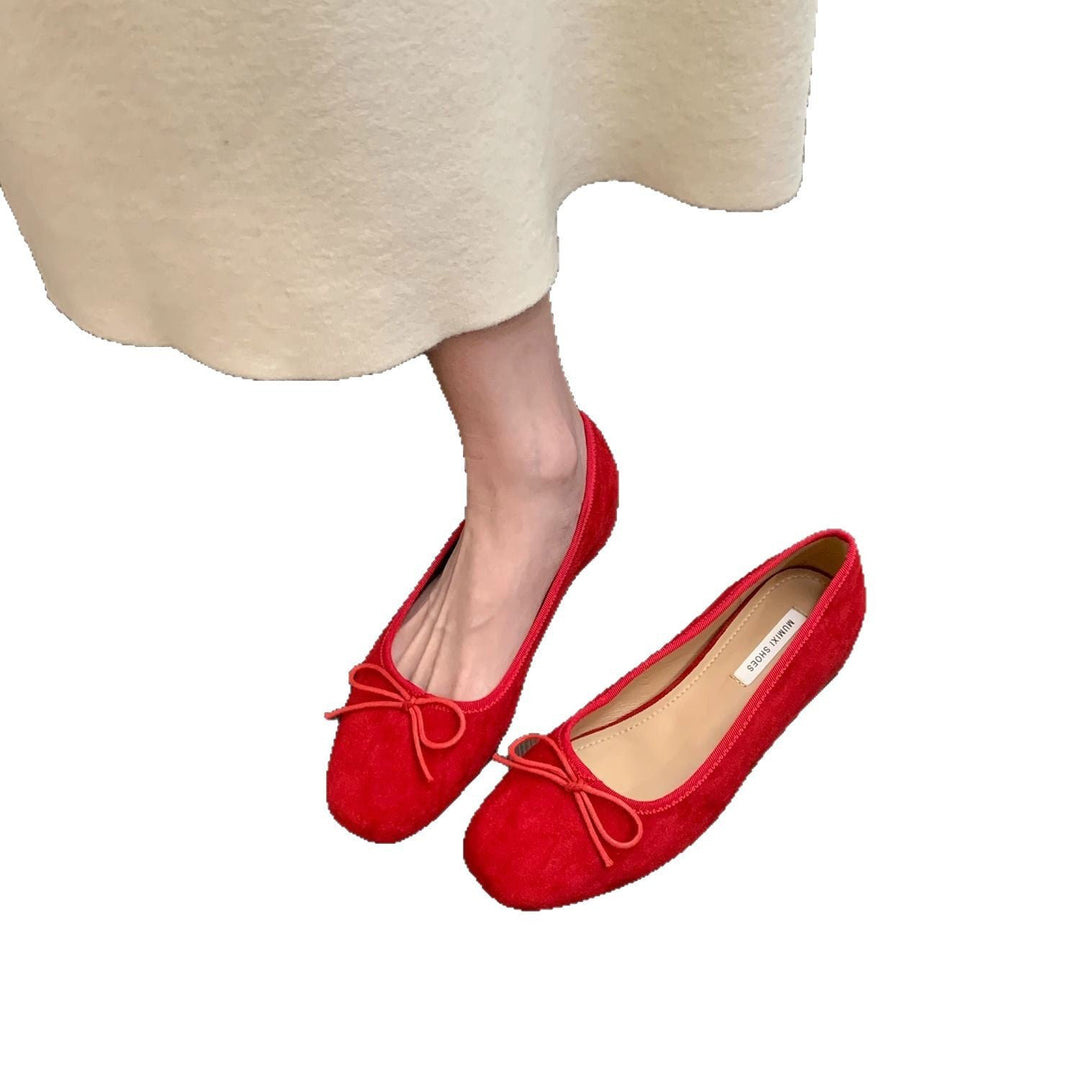 Damen Ballerinas aus hochwertigem Wildleder mit dekorativer Schleife Drune