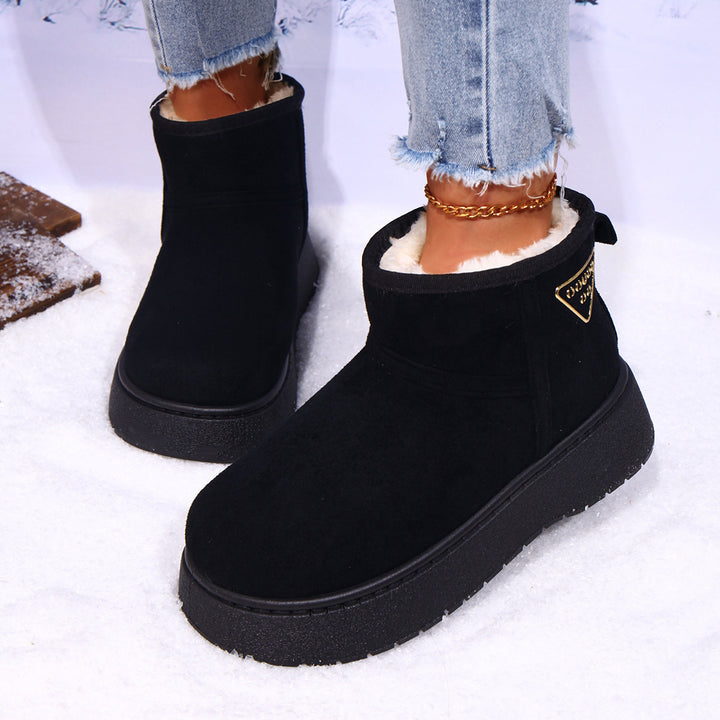 Damen Gefütterte Plateau‑Stiefeletten aus Wildlederoptik mit Teddyfutter Drune