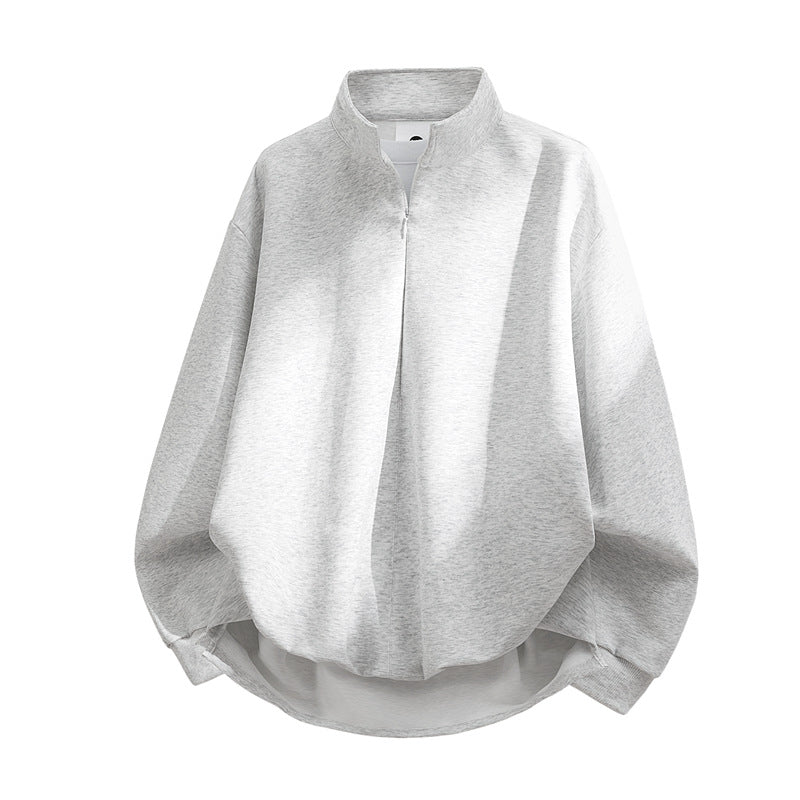 Unisex Oversize-Sweatshirt mit Stehkragen, Halbreißverschluss und ballonförmigem Saum Drune