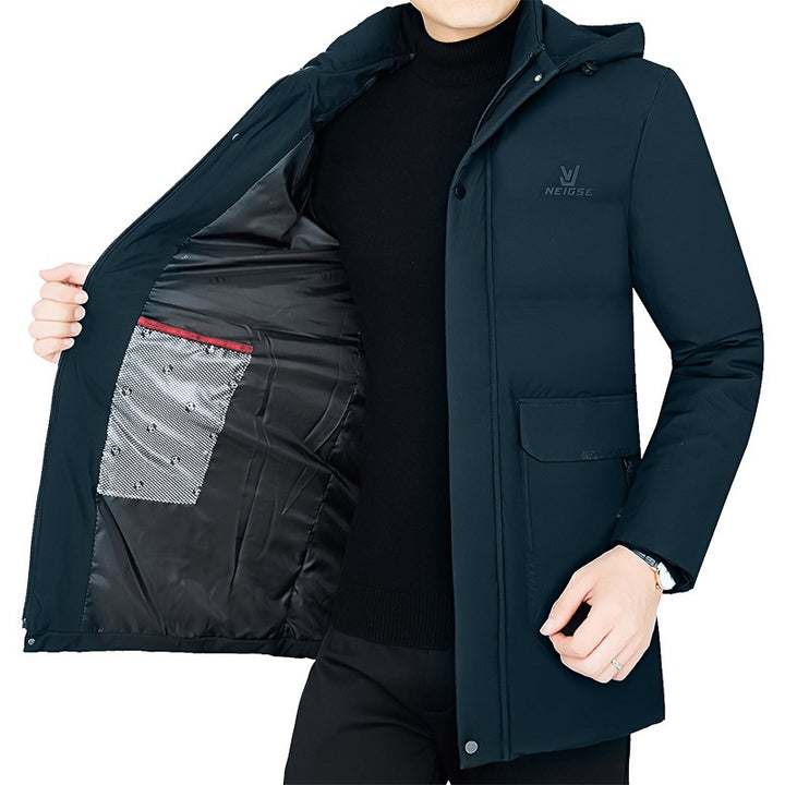 Herren Thermo-Winterkurzmantel mit luxuriösem Kunstfell-Innenfutter und Stehkragen Drune