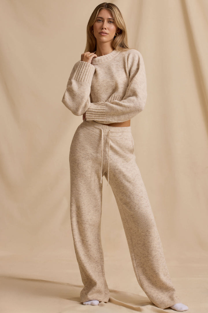 Damen modisches cropped Strick-Loungewear-Set Drune