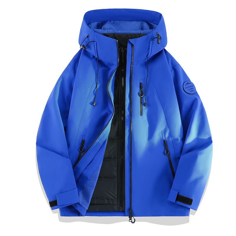 Damen Leichte wasserdichte Kapuzenjacke mit Teddy‑Charm und verdeckten Reißverschlusstaschen Drune