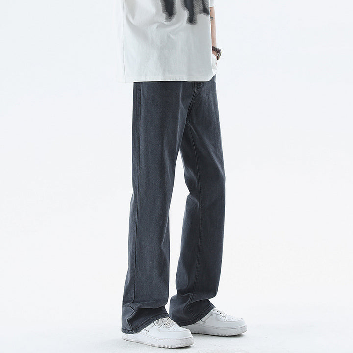 Herren Flared-Denimhose mit mittelhoher Taille und leichtem Schlag Drune