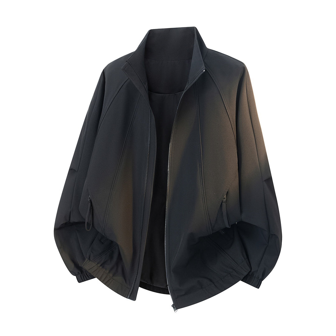 Herren Oversize-Funktionsjacke im Bomberstil mit Stehkragen, Kordelzugsaum und diagonalem Nahtdesign Drune