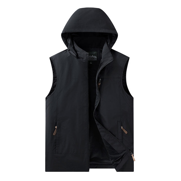 Herren Leichte outdoor‑Weste mit Kapuze, atmungsaktivem Meshfutter und wasserabweisender Shell Drune