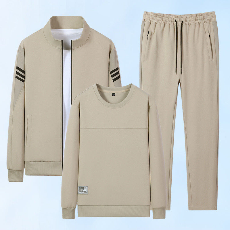 Herren lässiges Trainingsset mit Reißverschluss-Bomber, Rundhals-Sweatshirt und elastischer Jogginghose Drune