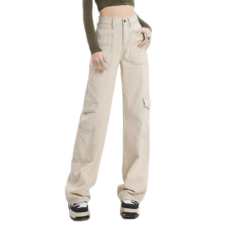 Damen Cargo-Jeans mit hoher Taille und praktischen Taschen Drune