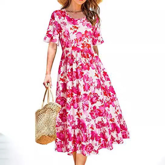 Damen Midikleid mit floralem Design und Volantabschluss Drune