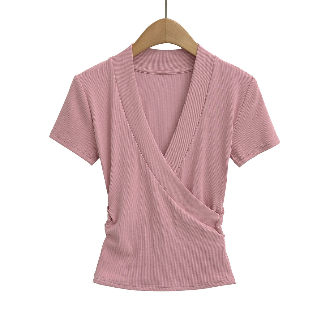 Damen Wickeloberteil mit elegantem V-Ausschnitt und figurbetonendem Schnitt Drune