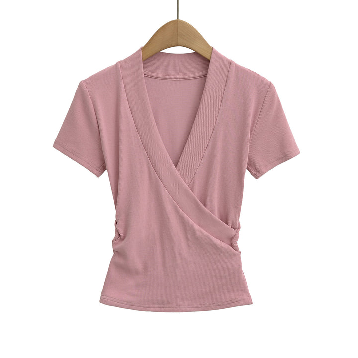 Damen Wickeloberteil mit elegantem V-Ausschnitt und figurbetonendem Schnitt Drune