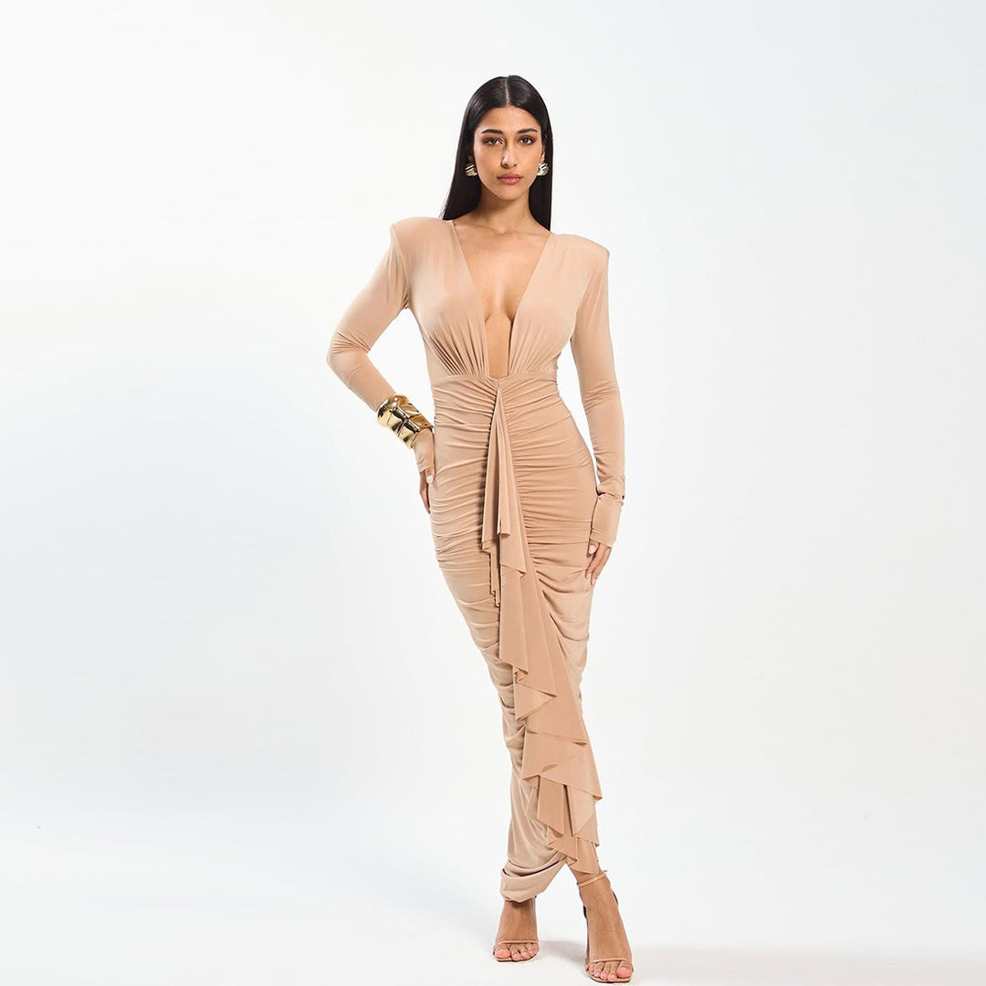 Damen Elegantes Wickelkleid mit raffinierten Drapierungsdetails Drune