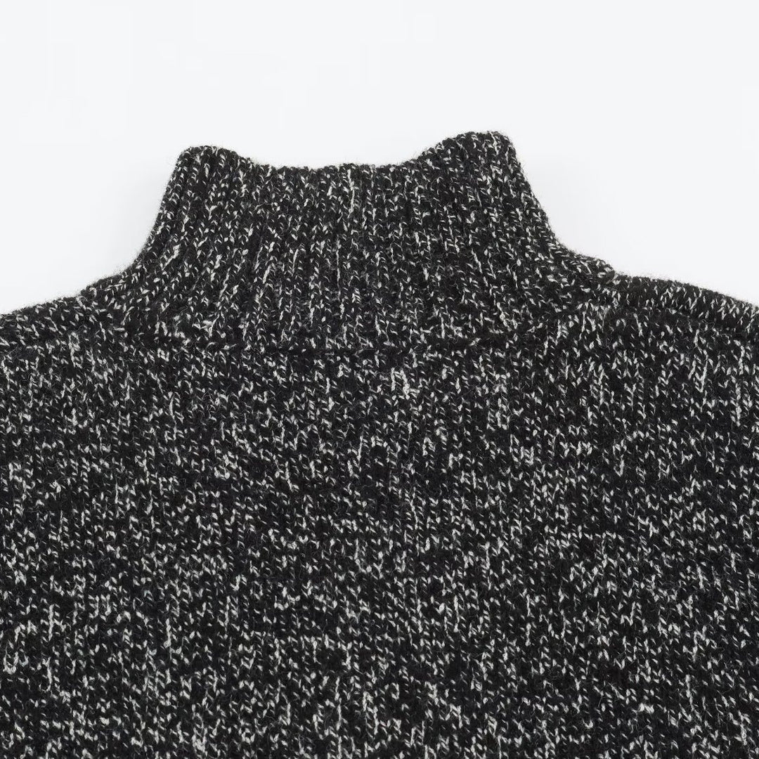 Damen Grobgestrickter Reißverschluss-Pullover mit Stehkragen und geripptem Saum Drune