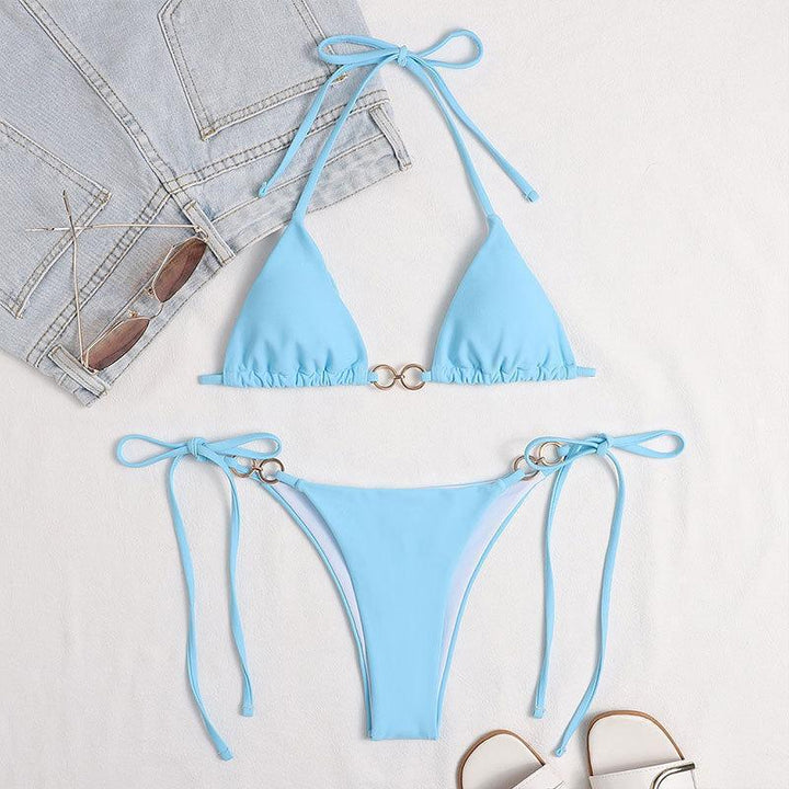 Damen Triangel-Bikini mit bezaubernden Ringakzenten und verstellbaren Bändern Drune