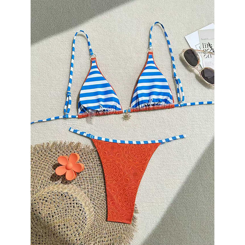 Damen Triangel-Bikini mit geflochtenen Akzenten und verstellbaren Trägern Drune